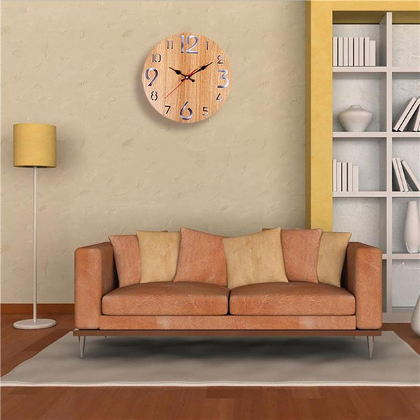 new retro round wall clock europe sytle hanging circular wood bedroom home bar decor decorative