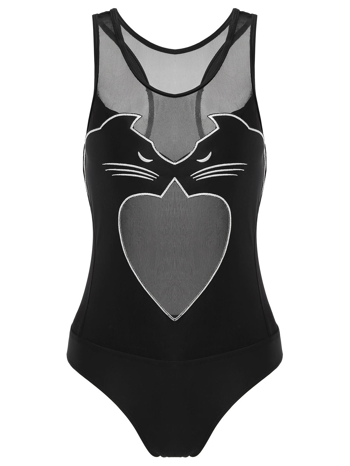 One Piece Black Cat Racerback Swimwear