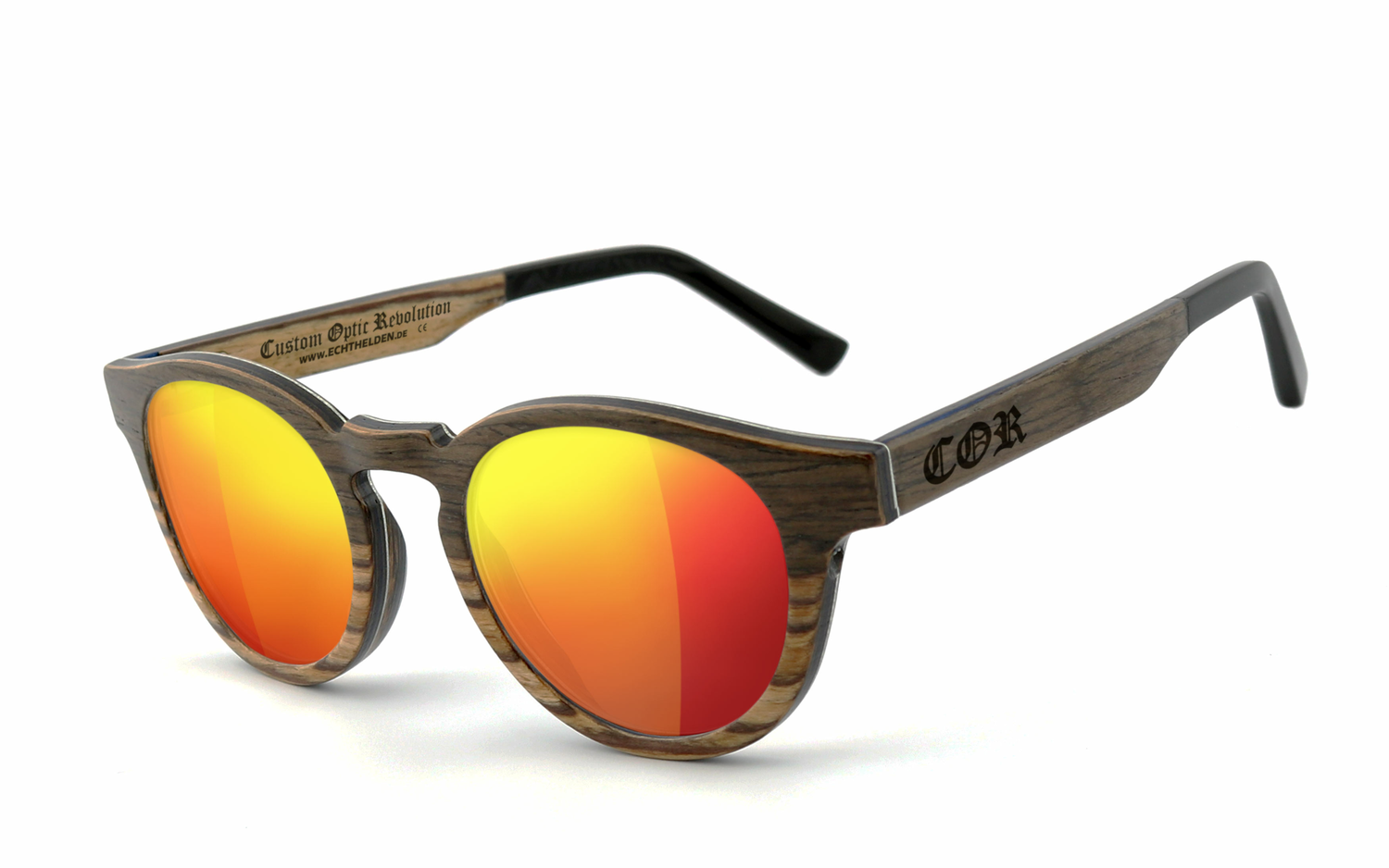 COR® | COR002 Holz Sonnenbrille - laser red  Sonnenbrille, UV400 Schutzfilter