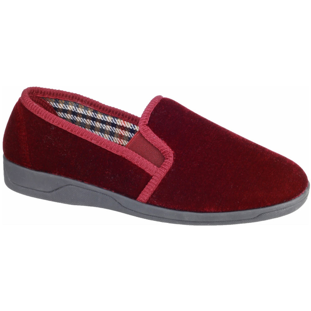 Mirak Mens Andy Slip On Gusseted Soft Padded Velvet Slipper Red