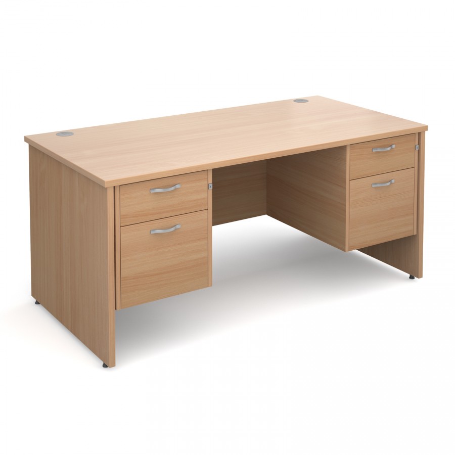 Maestro 25 Panel End Desk 1600mm with Two Pedestals- Beech