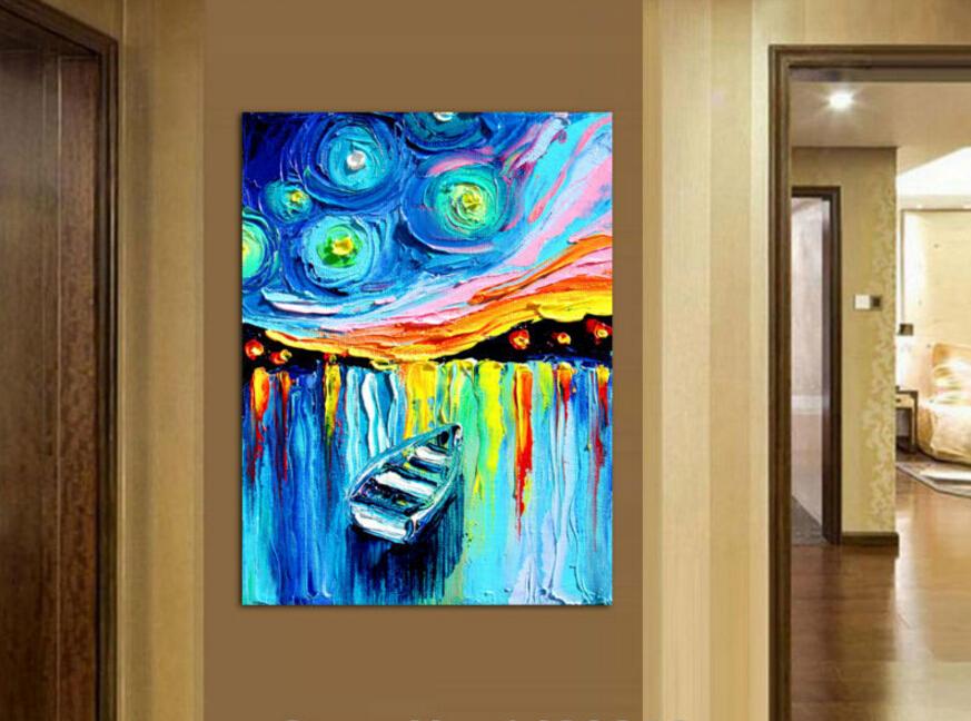 printed Masters Starry Night Vincent Van Gogh prints reputation oil painting on canvas wall art picture for living room A/775