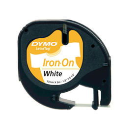 Dymo 18769 12mm x 2m Black on White Iron on Tape