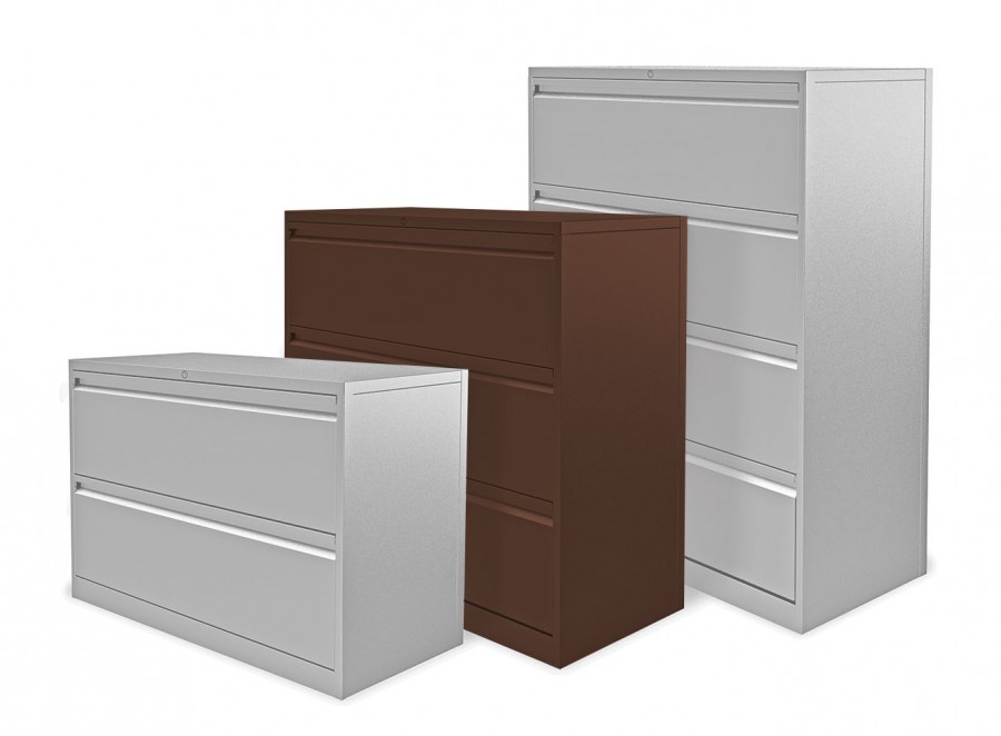 Executive Side Filing Cabinet- 3 Drawers- Brown