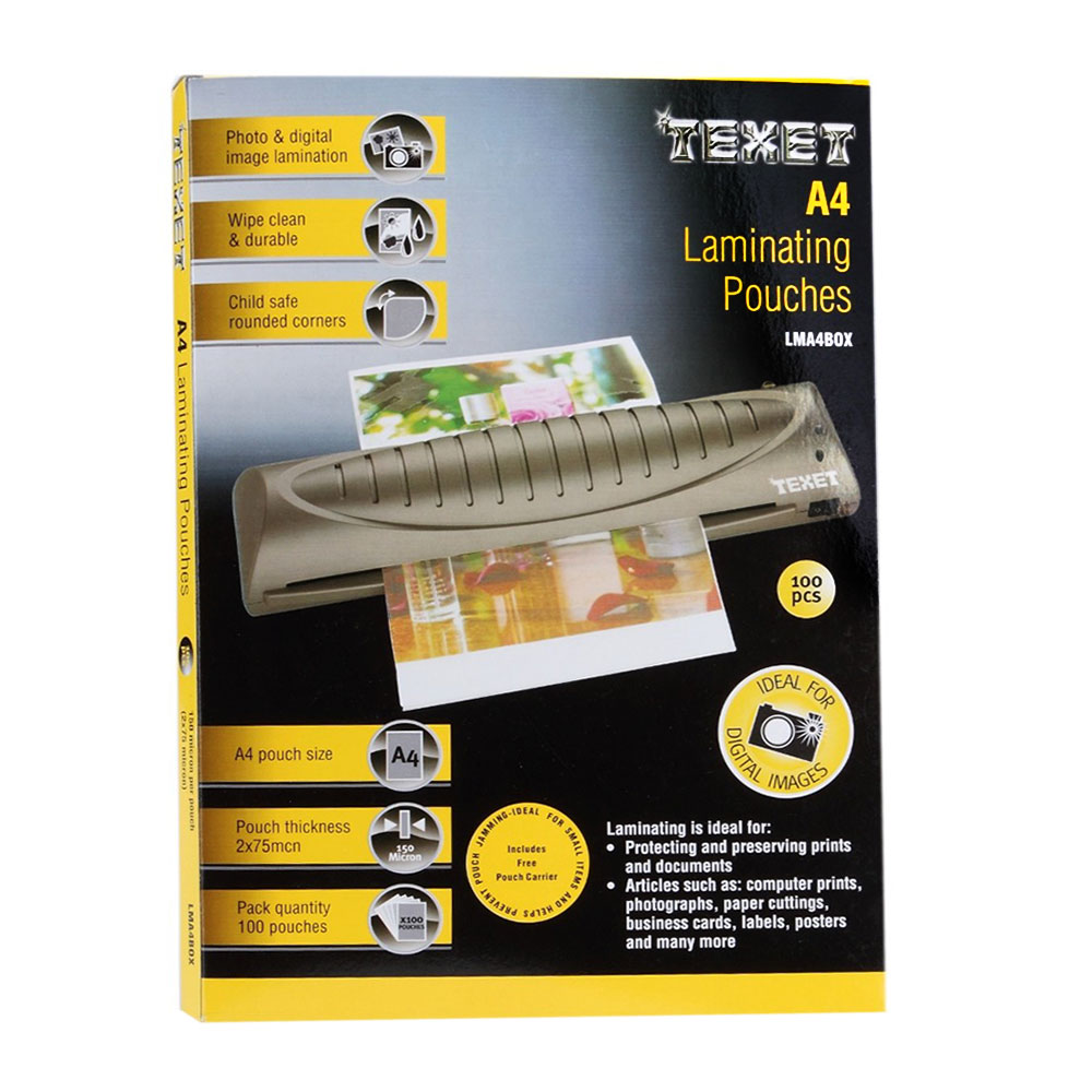 Texet A4 150 Micron Laminating Pouches / Sheets - Pack of 100