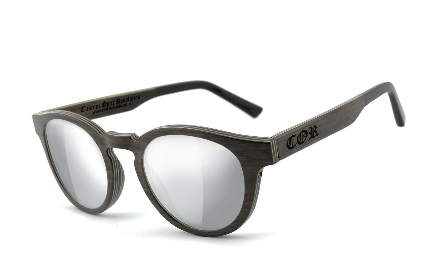 COR001 Holz Sonnenbrille - laser silver