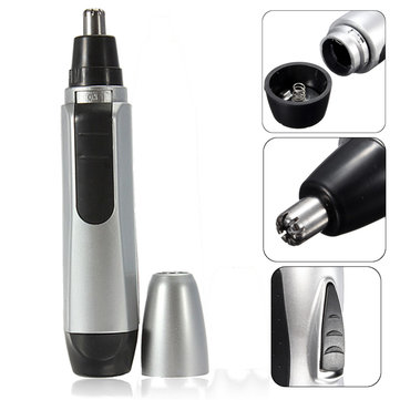 Silver Electric Nose Ear Face Hair Trimmer Remover Shaver Clipper Cleaner