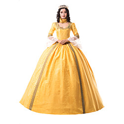Princess Maria Antonietta Floral Style Rococo Victorian Renaissance Vacation Dress Dress Party Costume Masquerade Women's Lace Costume Yellow Vintage Cosplay Christmas Halloween Party / Evening 3/4