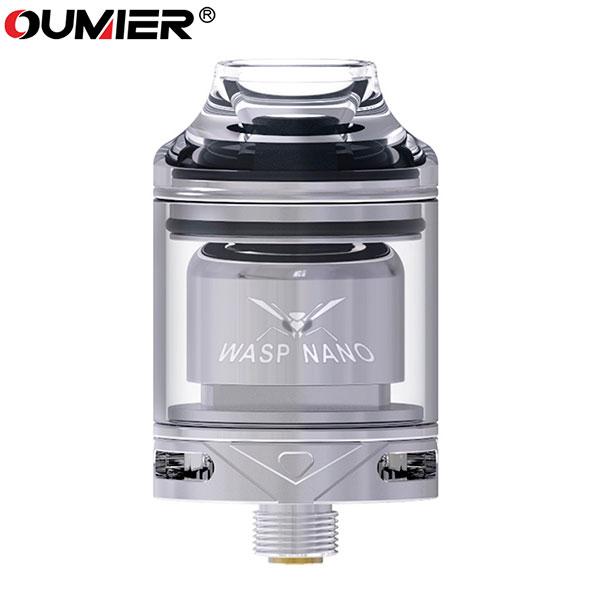 Authentic Oumier Wasp Nano RTA Rebuildable Tank Atomizer - Silvery SS Stainless