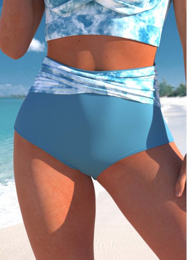 ROTITA Dusty Blue Tie Dye Print Bikini Bottom