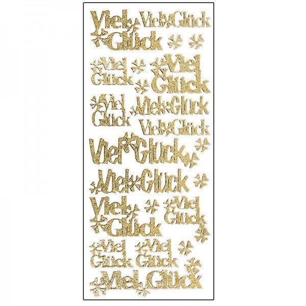 Microglitter-Sticker, Viel Glück/Kleeblatt, gold
