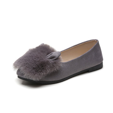 Rabbit Fur Loafers For Women