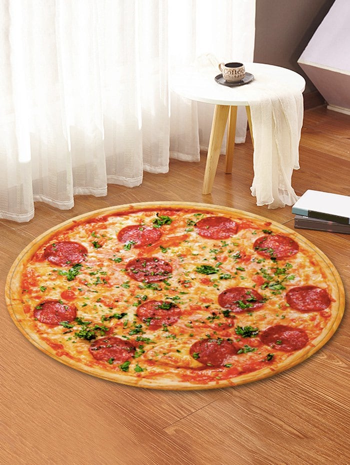 3D Pizza Printed Decorative Round Floor Rug