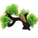 -La madera muerta con hojas de verdes Decoración Plástico Ornamento para Acuario