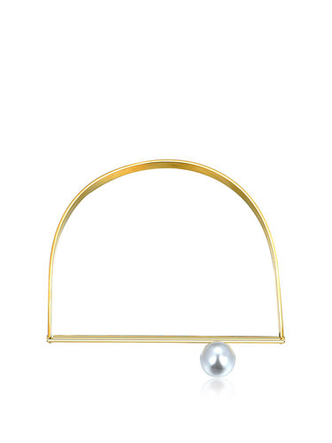 Golden Synthetic Materials Pearl D Shape Choker