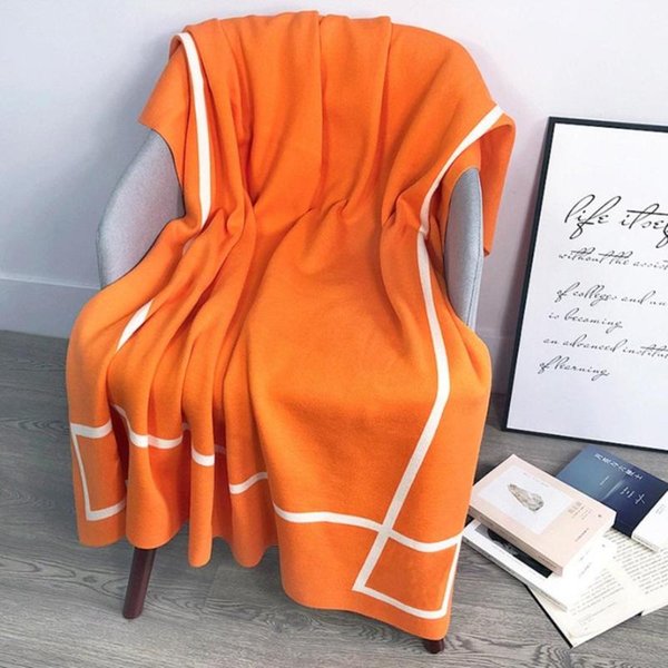 Blankets Designer Luxury Woolen Home Cotton Orange Blanket Sofa Knitting Warmth-blanket Office Nap Single Quilt Top Selling