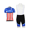 Kooplus 2013 EE.UU. Patrón 100% poliéster de manga corta trajes BIB bici cortos para hombre de secado rápido