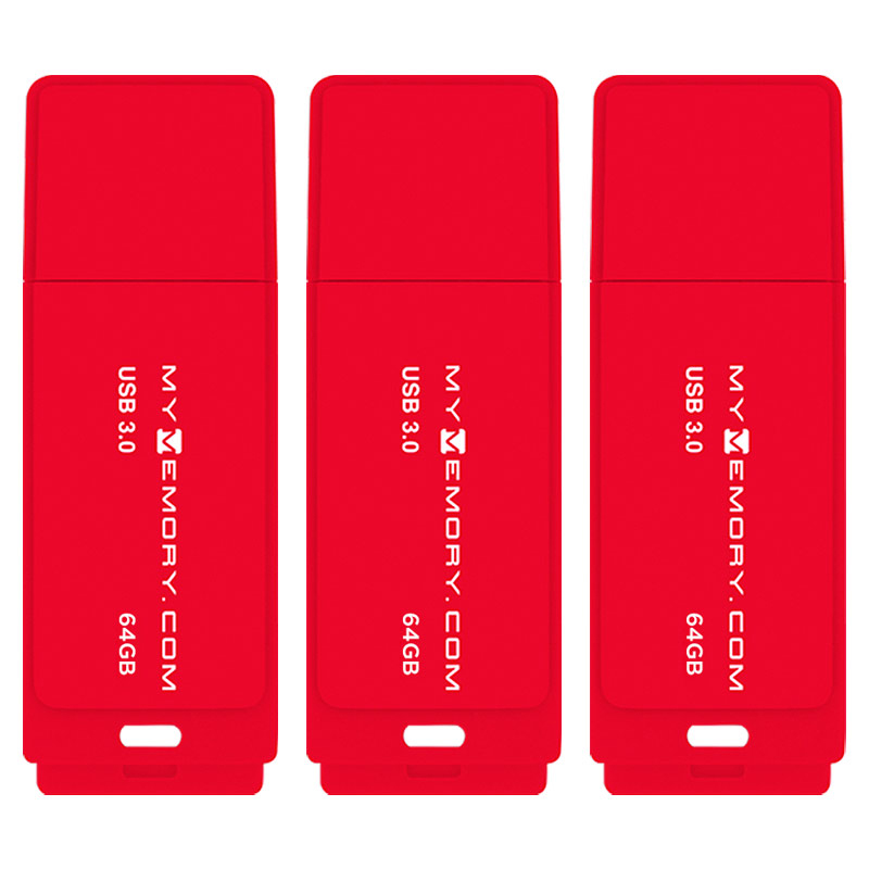 MyMemory 64GB USB 3.0 Flash Drive - 80MB/s - Red - 3 Pack