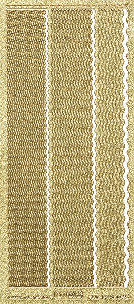 Microglitter-Sticker, Wellen-Linien, 3 Breiten, gold