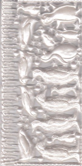 Wachsornament-Platte Pinguine, 16 x 8 cm, perl-weiß