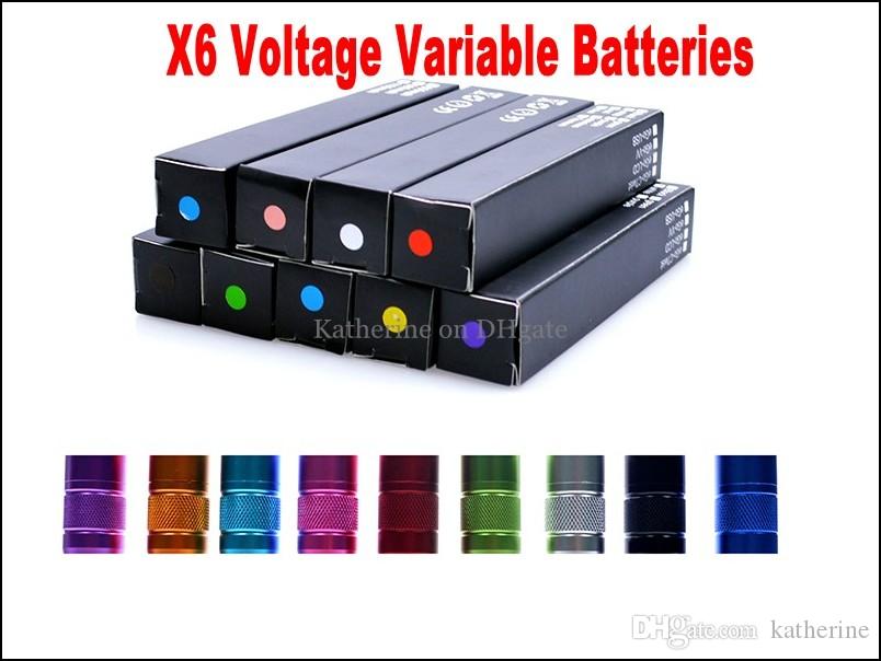 E Cigarette X6 Battery 1300mah Voltage Variable Colorful Battery 3.6V 3.8V 4.2V for Electronic Cigarette Kits Fit all eGo 510 Thread Battery