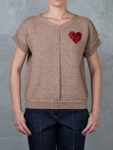 Brown H-line Casual Plain Beaded Wool Blend Sweater