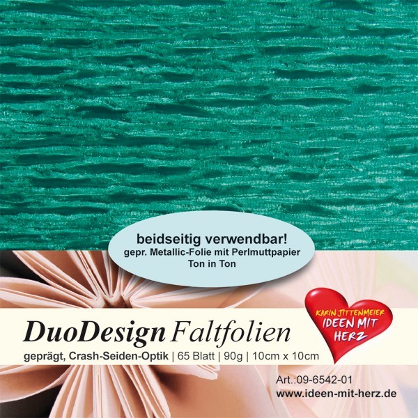 DuoDesign Faltfolien, Seiden-Optik, 10 x 10 cm, 65 Blatt, türkis