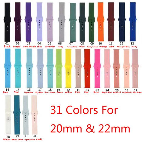 70 Colors Silicone Watchband For Smart Watch, Samsung Galaxy Watch Band Strap Sport Watch Replacement Bracelet