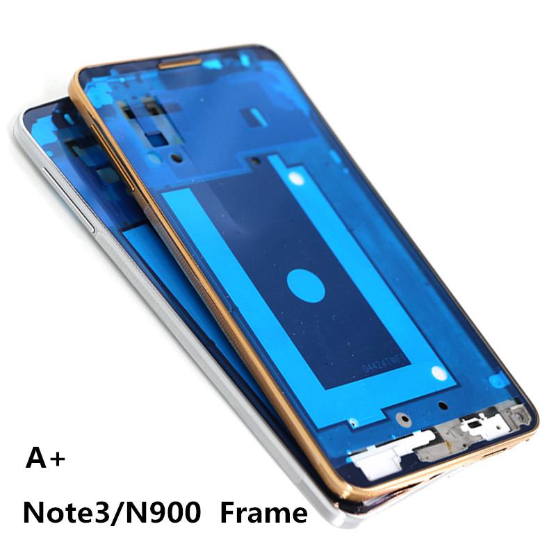 10pcs/lot For Samsung Galaxy Note3 Note 3 N900A N900T LCD Frame Front Housing Middle Frame Bezel Plate + Home Button, (Silver)