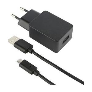 D-Parts Fontastic Reiseladeset (Stecker+Kabel) Micro USB 1A 1m Schwarz (250781)