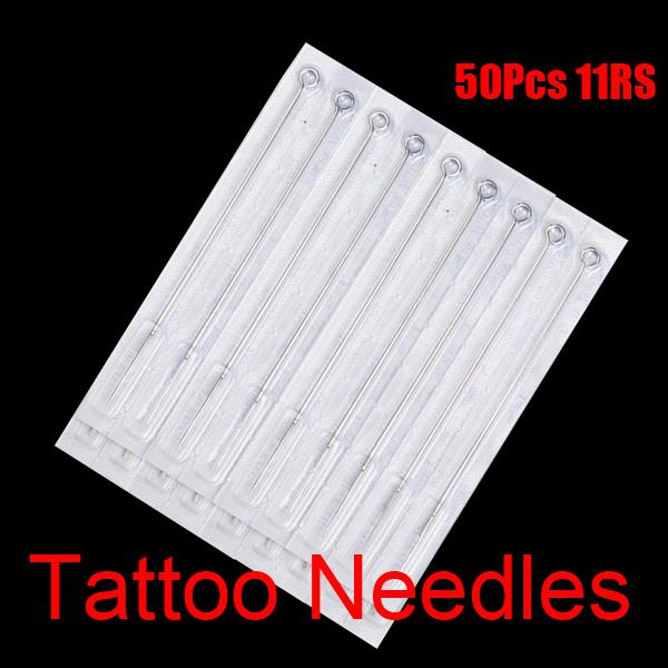50Pcs 11RS Disposable Sterile Tattoo Needles 11 Round Shader For Tattoo Gun Ink Cups Tips Kits