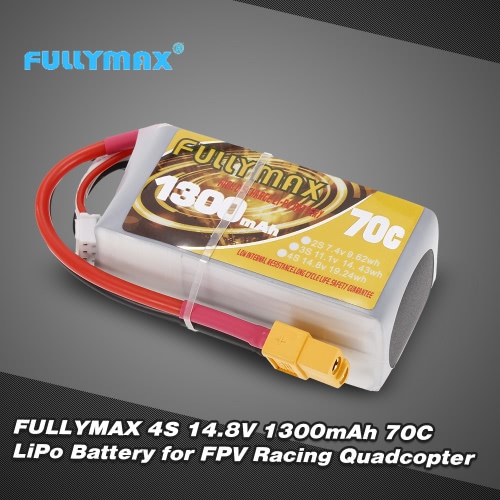 FULLYMAX 4S 14.8V 1300mAh 70C High Rate XT60 Plug LiPo Battery for QAV210 250 FPV Racing Quadcopter RC Car Boat