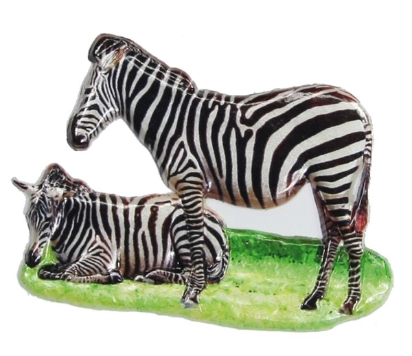 Wachsornament Zebras, farbig, geprägt, 5,5 x 7,5 cm