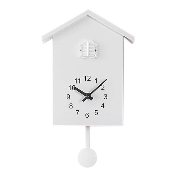 Cuckoo Clock Wall Clock- Movement Chalet-Style , Minimalist Modern Design White