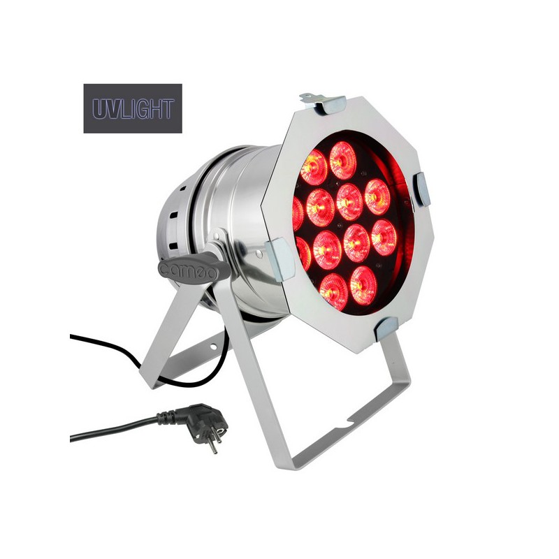 Cameo PAR 64 CAN RGBWA+UV 10 WPS - 12 x 10W 6-in-1 LED RGBWA+UV PAR Scheinwerfer in poliertem Gehäuse