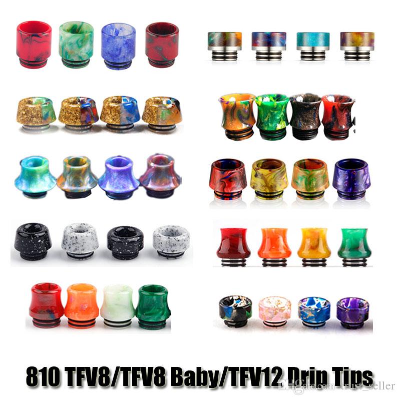 810 Thread Cone Bell Marble Epoxy Resin Drip Tips SS Gourd Drip Tip Mouthpieces For TFV8 TFV12 TFV8 Big Baby Tanks