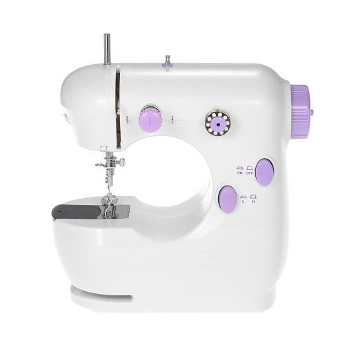 Multifuncional Mini máquina de coser eléctrica doméstica ajustable de alta / baja velocidad con Pedal LED de luz AC100-240V
