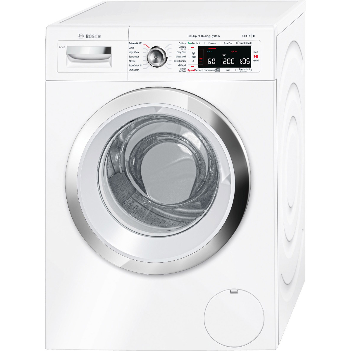 Bosch Serie 8 i-Dosâ¢ WAWH8660GB Wifi Connected 9Kg Washing Machine with 1400 rpm - White - A+++ Rated