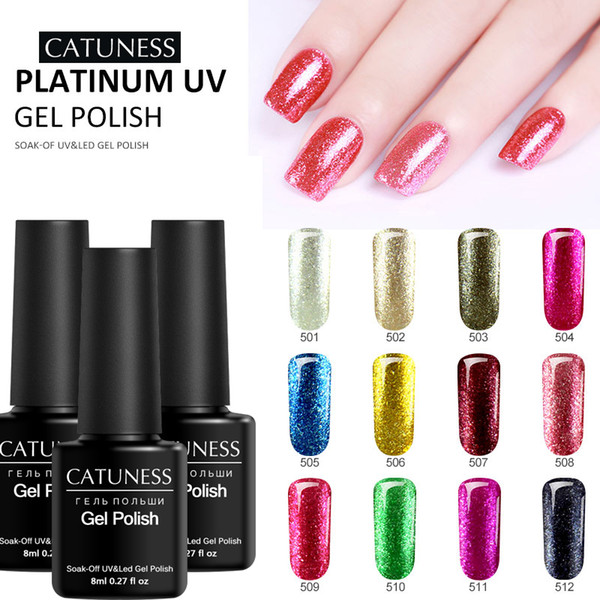 new catuness fashion paints crystal lacquer gel nail art diamonds soak off primer shimmer platinum lucky uv gel polish varnish