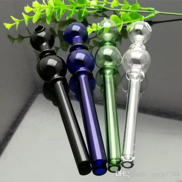 Color double bubble glass straight pot Glass Bong Water Pipe Bongs Pipes SMOKING Accessories Bowls