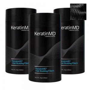 KeratineMD Fibres Capillaires - Redonne une apparence plus dense aux cheveux clairsemes - Noir x3
