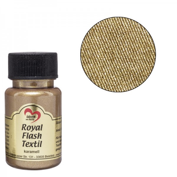 Royal Flash Textil, Glitzer-Metallic-Farbe, 50 ml, karamell