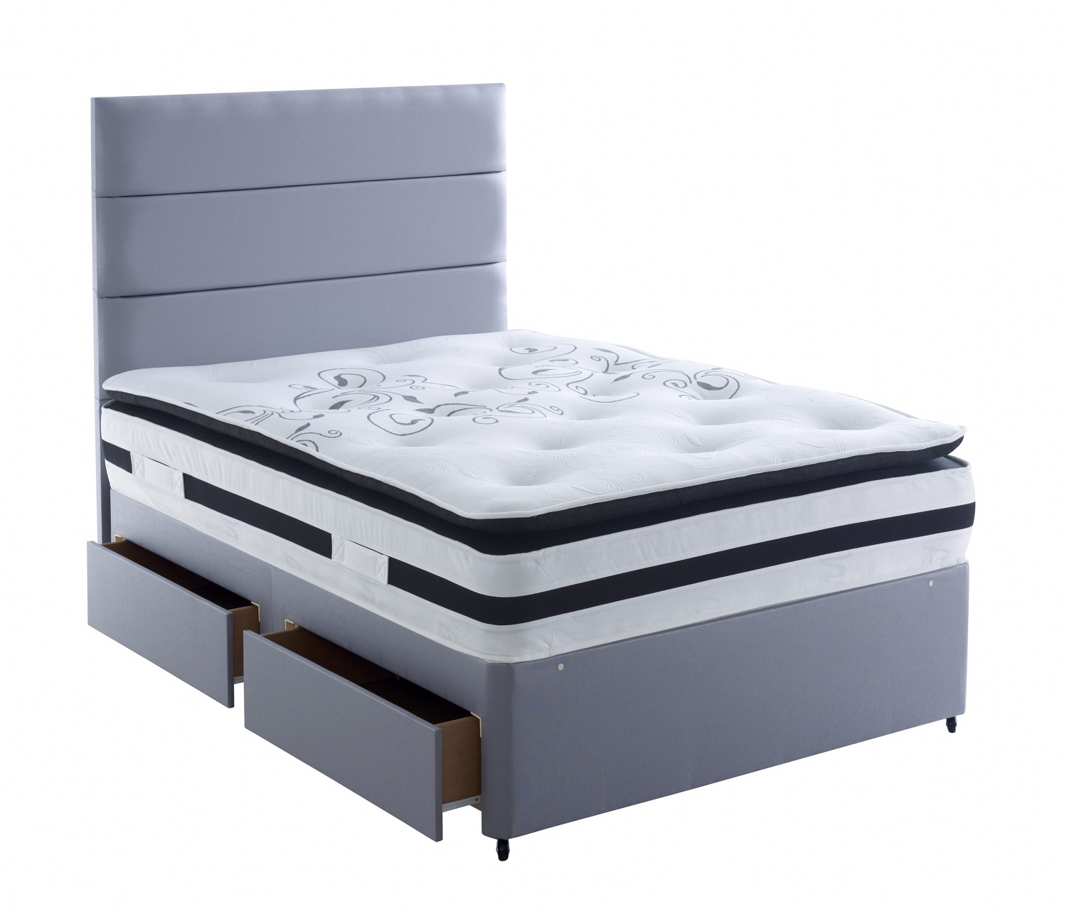 Joseph Zebra 2000 Pocket Spring Pillow Top Divan Bed-Super King Zip & Link-2 Drawers Same Side