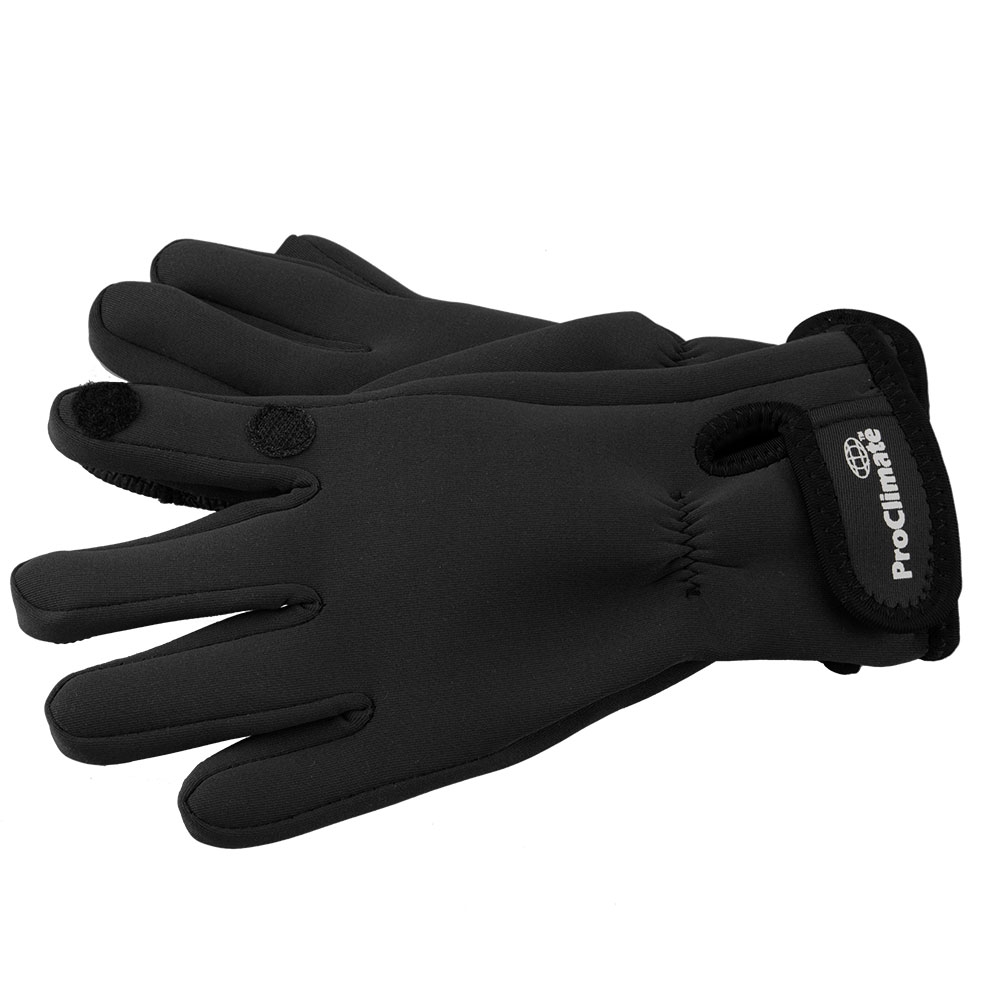 Mens Neoprene Fishing Photography Shooting Fold-Back Finger Gloves - Black - Medium / Large