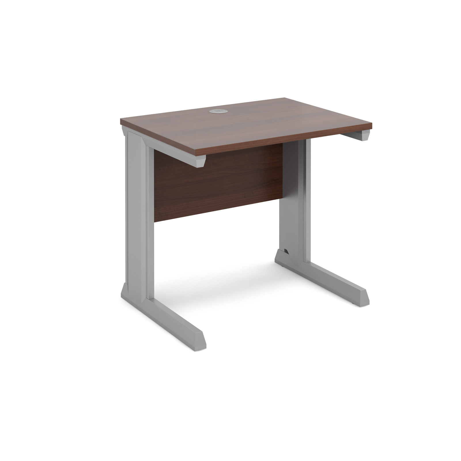Vivo straight desk 800mm x 600mm - silver frame, walnut top