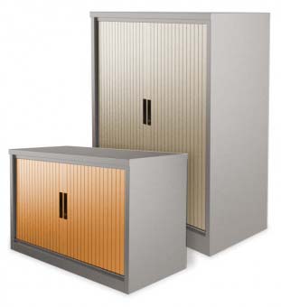 Silverline Goose Grey Tambour Door Storage Cupboard 1016mm High