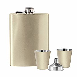 7385.4 hip flask gift set w/funnel amp; shot cups (6 oz) -champagne, 6 ounce