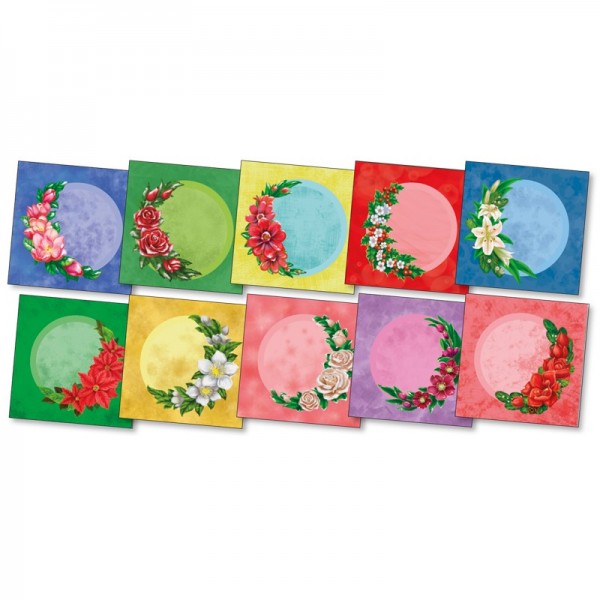 3-D Grußkarten "Winterblumen im Halbkreis", inkl. Umschläge, 30-teilig
