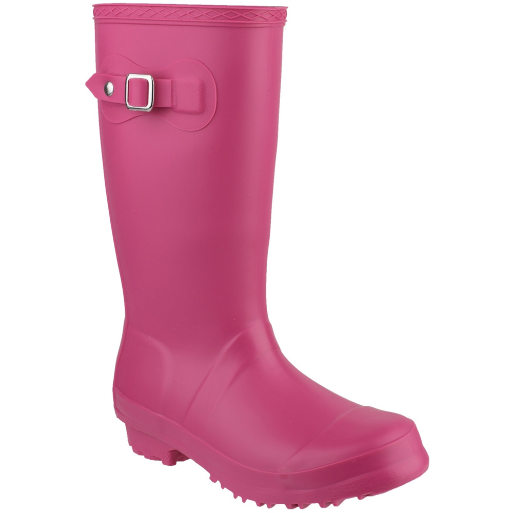 Cotswold Girls Buckingham PVC Buckle Welly Wellington Boot Pink
