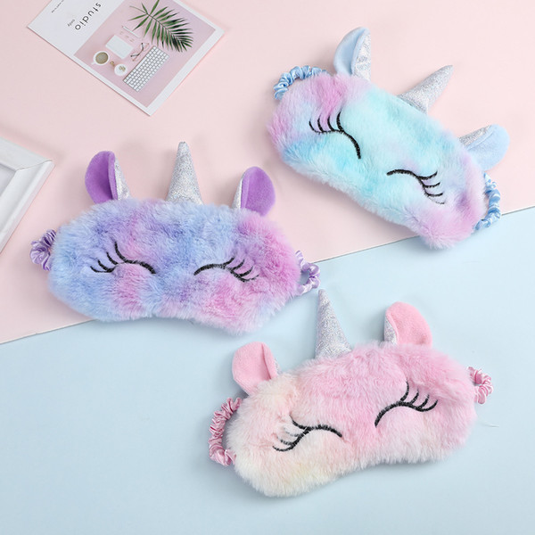 Unicorn Eye Mask Eye Cover Cartoon Sleeping Mask Plush Eye Shade Cover Eyeshade Suitable for Travel Home Party Gifts 1966